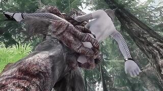 Dark Elf gets her pussy smashed by a massive Troll cock