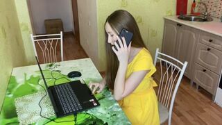 The computer broke down, and a friend came to fix it. The girl called him