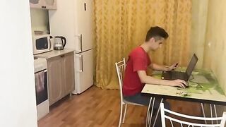 The computer broke down, and a friend came to fix it. The girl called him