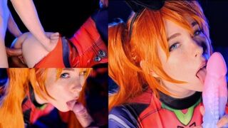 Redhead slut Asuka Langley gets her pussy full of sticky sperm