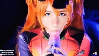 Redhead slut Asuka Langley gets her pussy full of sticky sperm
