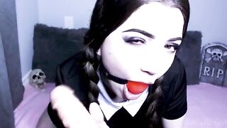 Wednesday Addams gets her pussy stuffed with a dildo and cum - lilcanadiangirl