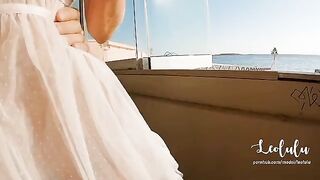 An adventurous couple has sex on the abandoned beach bar
