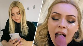 A beautiful neighbor came to visit and treated her to an intense blowjob session