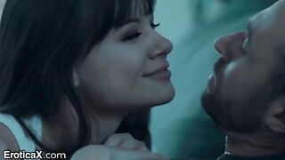 The cute couple has a sensual sex in the kitchen, a passionate encounter