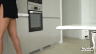 Step mom caught step son jerking off and helps him finish fast