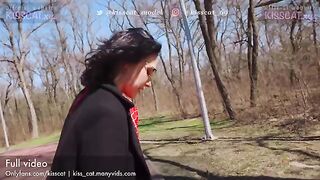 A sexy chick is fucking outdoors after being picked up by the Public Agent
