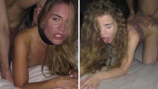 Petite teen Eveline Dellai vs Sabrina Spice in a rough sex compilation