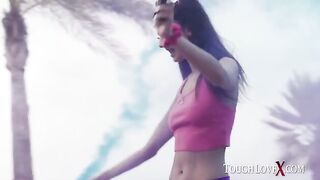 Skinny brunette Eliza Ibarra gets manhandled by Karl Toughlove in a steamy scene