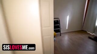 Sexy brunette performs a naughty show for her followers, getting interrupted