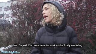 Public Agent Geishakyd gets her curly bush trimmed for cash