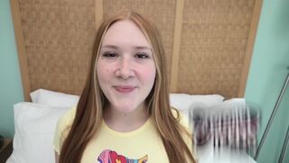 Redhead teenage whore with freckles gets her pussy railed in POV