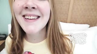 Redhead teenage whore with freckles gets her pussy railed in POV