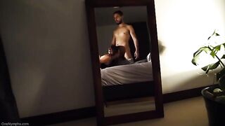 The pretty girl makes a blowjob and gets sperm on her tits