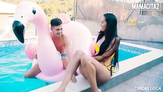 Andreina Deluxe got banged by the pool with huge cock
