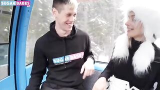 A pretty blond girl was fucked in public by a guy with big dick
