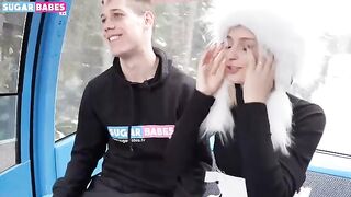 A pretty blond girl was fucked in public by a guy with big dick