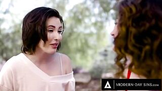 Casey Calvert and Arabelle Raphael share boyfriend's huge dick in a hot FFM threesome