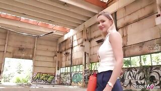 Big tits street casting with Verena Maxima, rough outdoor sex
