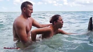 Amazing outdoor sex in the blue water