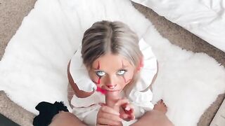 Babe imitated a witch and fucked before the Halloween party