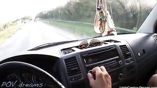 Horny hitchhiker Little Caprice gets banged in the car on streets