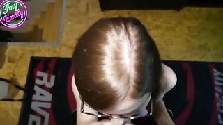 The hungry and perverted student Tiny Emily gets her glasses full of cum