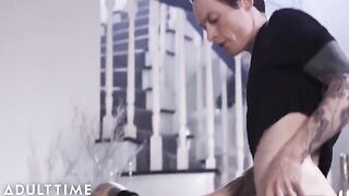 Owen Gray’s massive cock gapes Charlotte Sartre’s fresh asshole in intense action