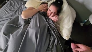 Girls piss their panties after pissing on girls in bed