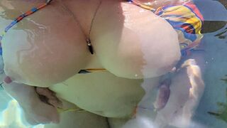 Pervert guy caught his stepsister wanking in the hot tub and fucked her rough