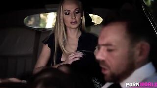 The driver got fucked by a busty bombshell and her friend in a steamy encounter