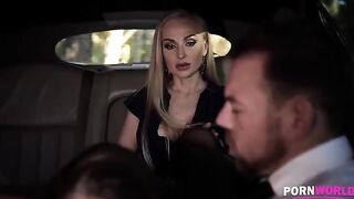 The driver got fucked by a busty bombshell and her friend in a steamy encounter
