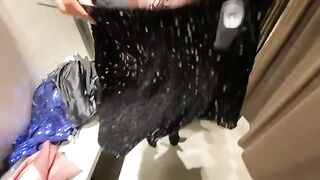 A girl chose a new outfit and got a cumshot on her tits
