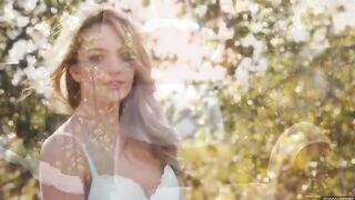 A glamorous girl gets a call from nature in the open air