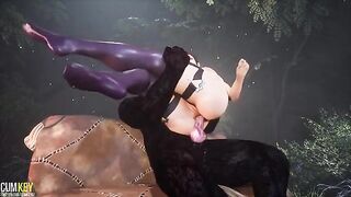Busty woman fucked by a monster in 3D animation