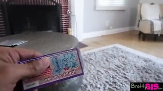 Pervert stepbrother forced skinny girl to give him a blowjob