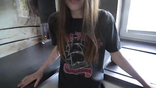 Bored neighbor fucked his beautiful step-sister in the kitchen