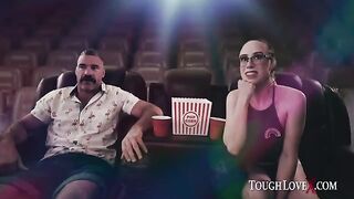 Busty brunette Jackie Hoff gets fucked in the theater by Charles Dera