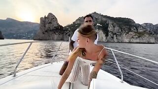Our boat tour ended in the sea, near Capri, with a hot captain
