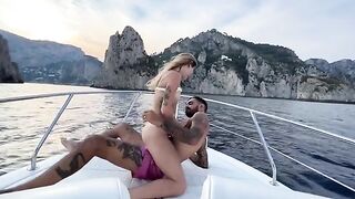 Our boat tour ended in the sea, near Capri, with a hot captain