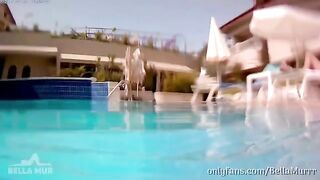 A blonde babe got her big ass oiled and fucked on vacation