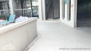 A blonde babe got her big ass oiled and fucked on vacation