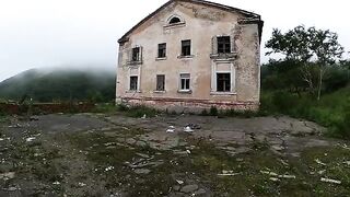 Exhibitionist girl has sex in an abandoned house, exploring the surroundings