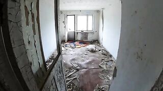 Exhibitionist girl has sex in an abandoned house, exploring the surroundings