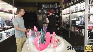 The trickster led a mature neighbor from the sex shop to the dad's bedroom