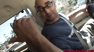 A young and sexy babe gets wild in the backseat of a car