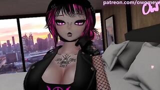 A goth girl in heat named Jess playing a dominant role