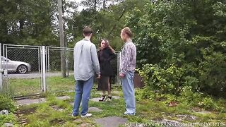 A man has a hard sex in the village with a beautiful woman