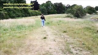 A risky outdoor encounter in the park with a hot brunette, just my type