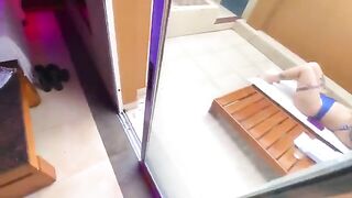 Redhead deepthroat sex in public with bikini and employee